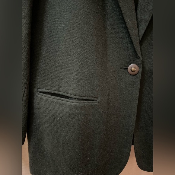 Sag Harbor Elegant Dark Green Oversized Wool Blazer Shoulder Pads Size 14 - Picture 5 of 8